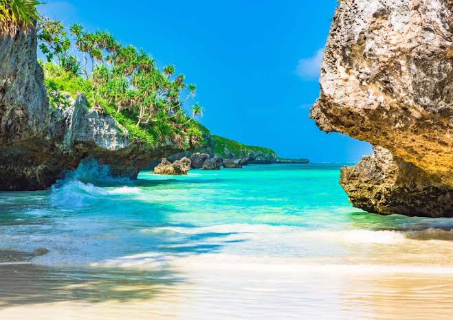 Zanzibar hidden cove with turquoise water